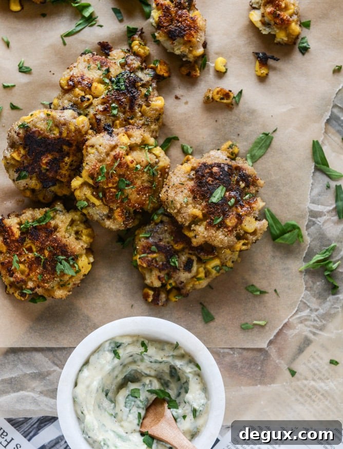 lobster corn fritters with truffle herb mayo I howsweeteats.com