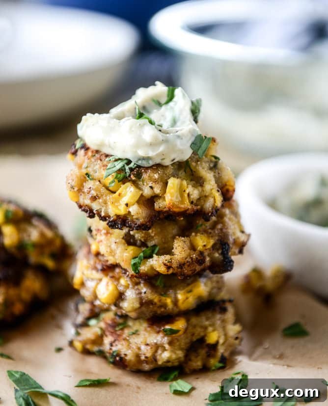 lobster corn fritters with truffle herb mayo I howsweeteats.com