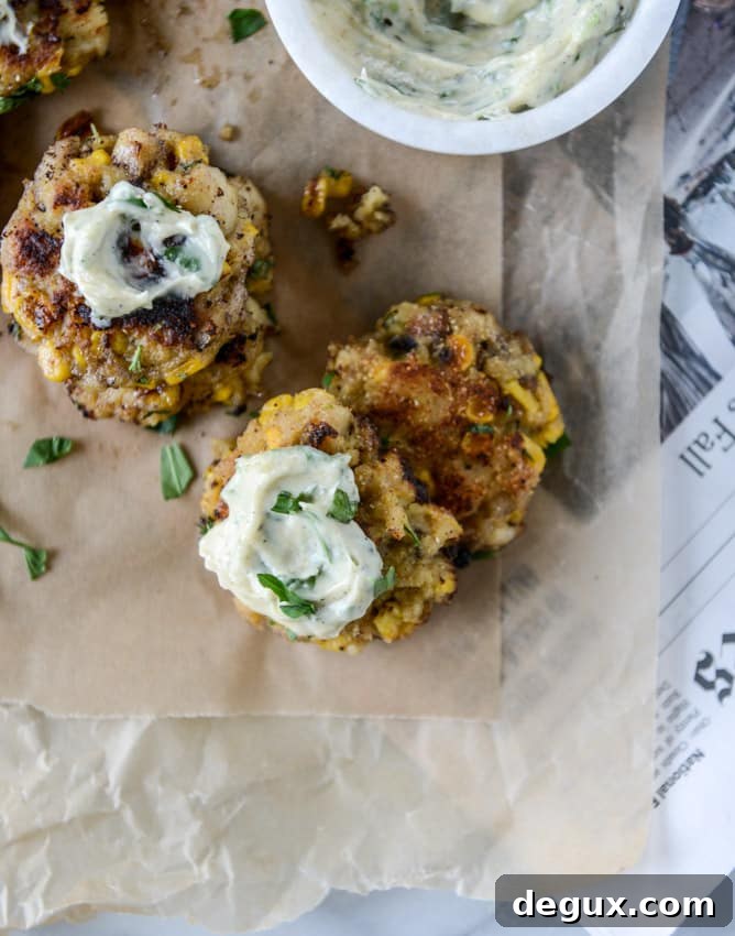 lobster corn fritters with truffle herb mayo I howsweeteats.com