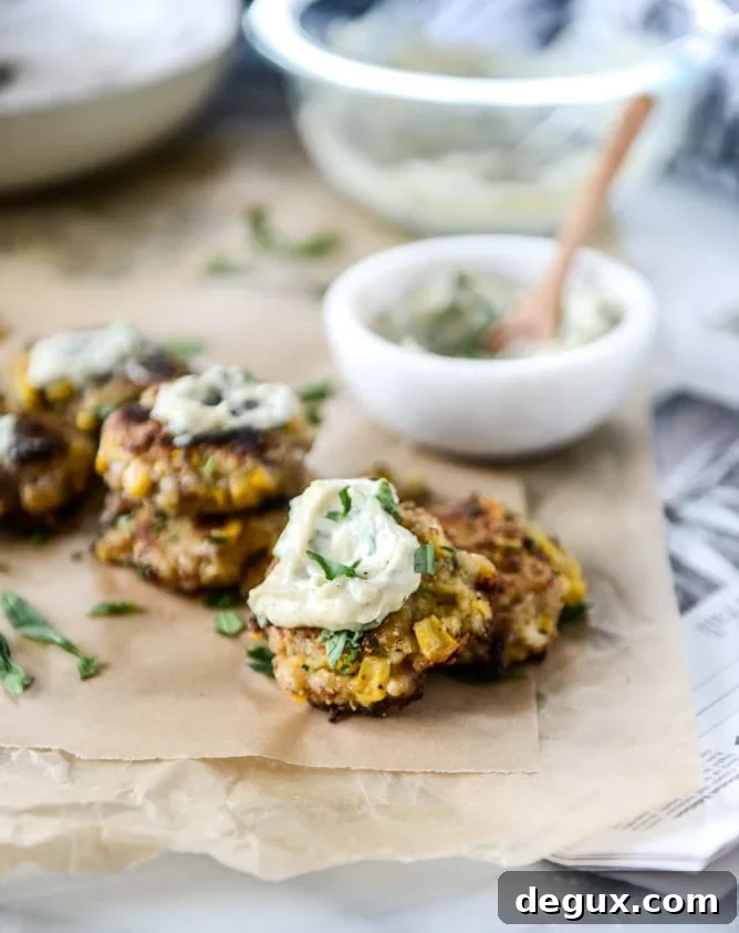 lobster corn fritters with truffle herb mayo I howsweeteats.com