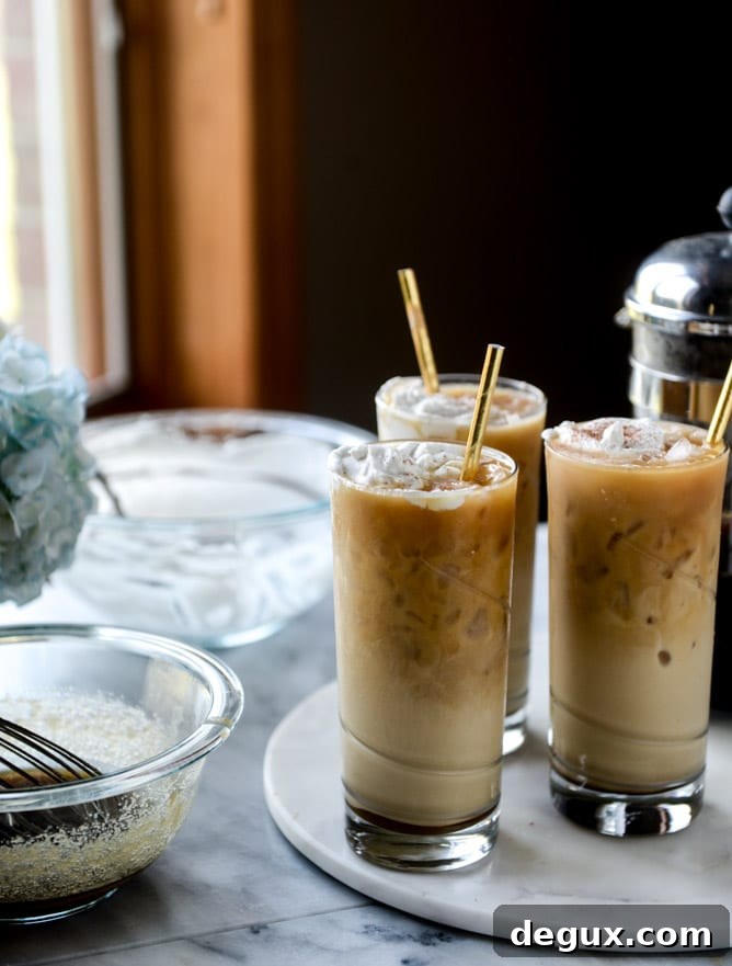 iced whiskey coffees with whiskey syrup I howsweeteats.com