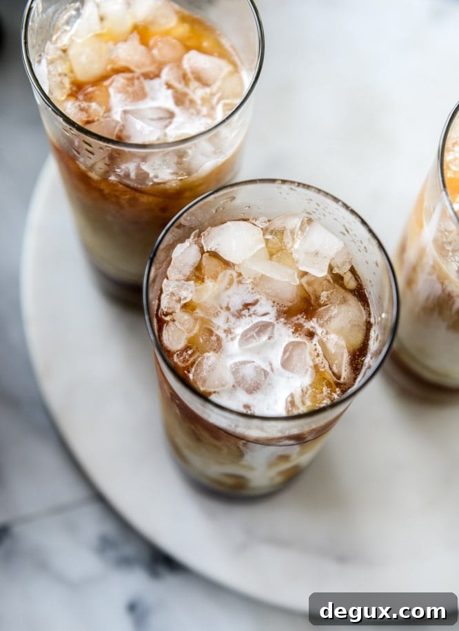 iced whiskey coffees with whiskey syrup I howsweeteats.com