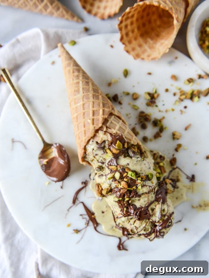 Pistachio Ice Cream with Nutella Fudge Swirls 10 pistachio ice cream with nutella fudge swirls by @howsweeteats I howsweeteats.com
