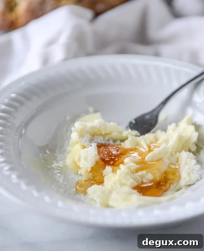 soda bread with milk chocolate and salted honey butter I howsweeteats.com