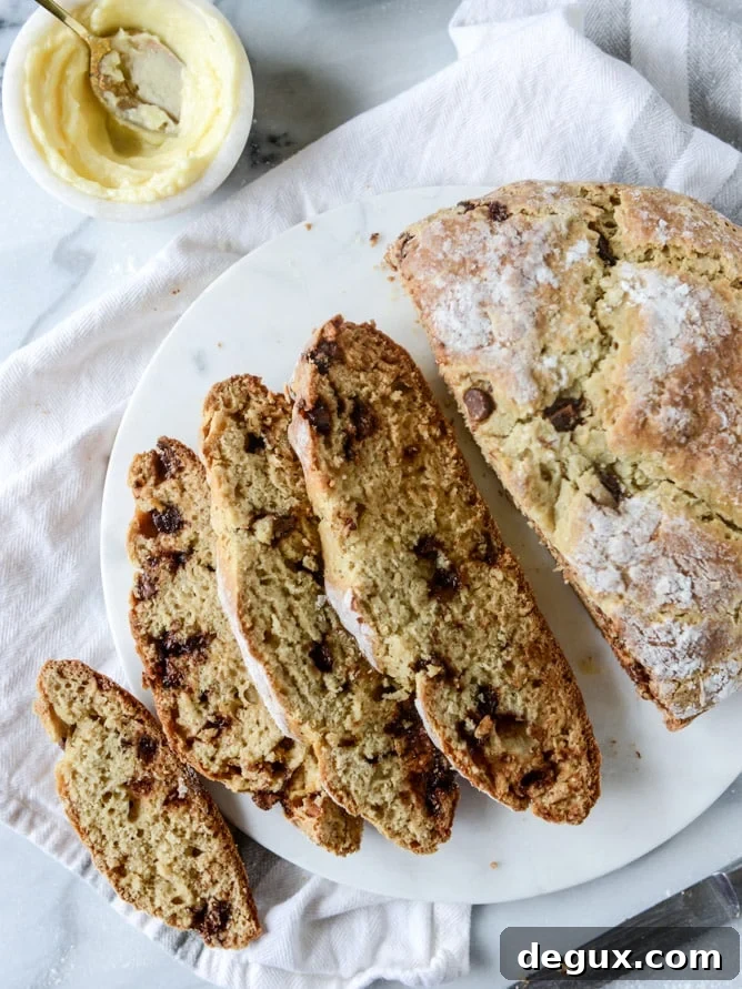 soda bread with milk chocolate and salted honey butter I howsweeteats.com