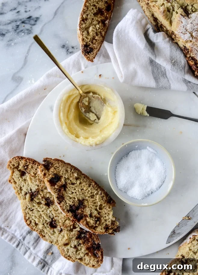 soda bread with milk chocolate and salted honey butter I howsweeteats.com