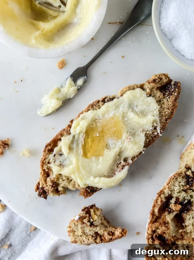 soda bread with milk chocolate and salted honey butter I howsweeteats.com