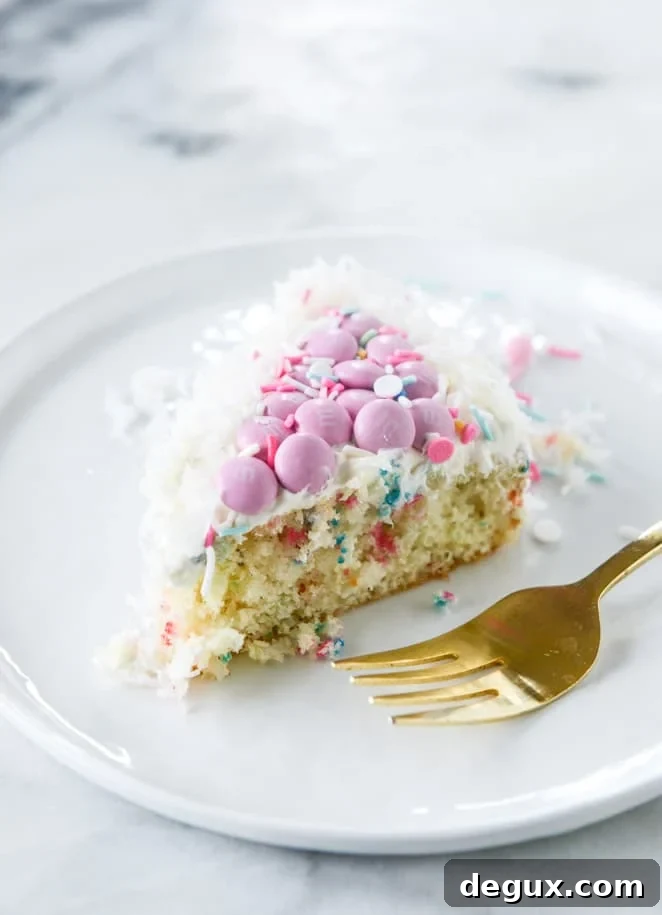 coconut confetti classic bunny cake with M&M'S I howsweeteats.com
