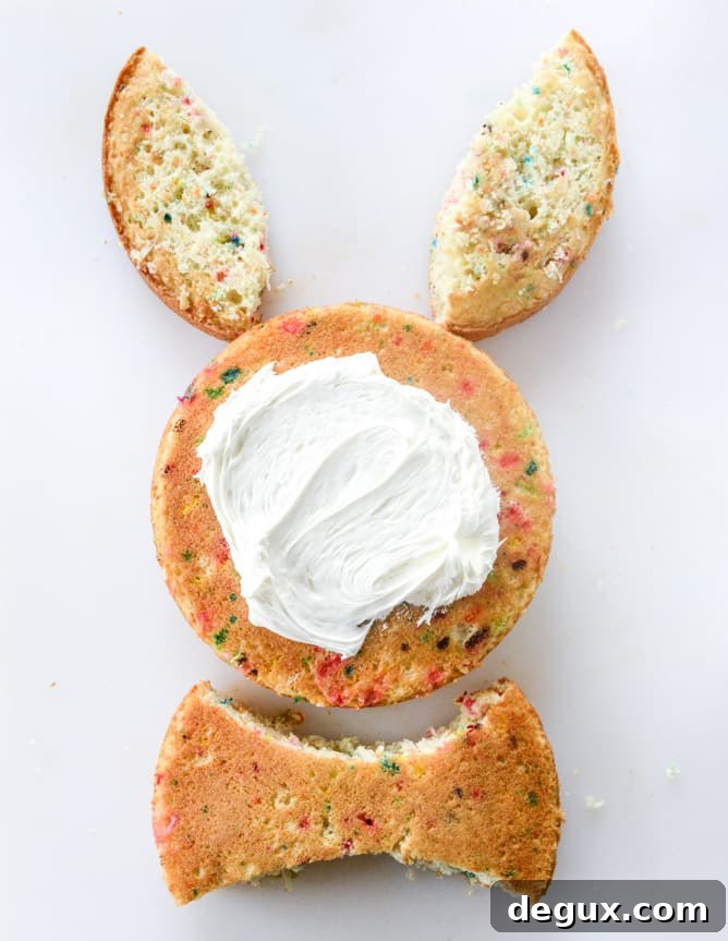 coconut confetti classic bunny cake with M&M'S I howsweeteats.com