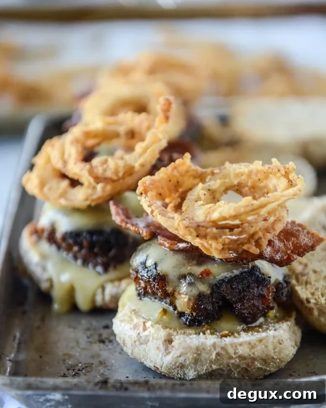 Bacon-Wrapped Meatloaf Sliders with Pepper Jack & Crispy Onions 5 meatloaf sliders I howsweeteats.com