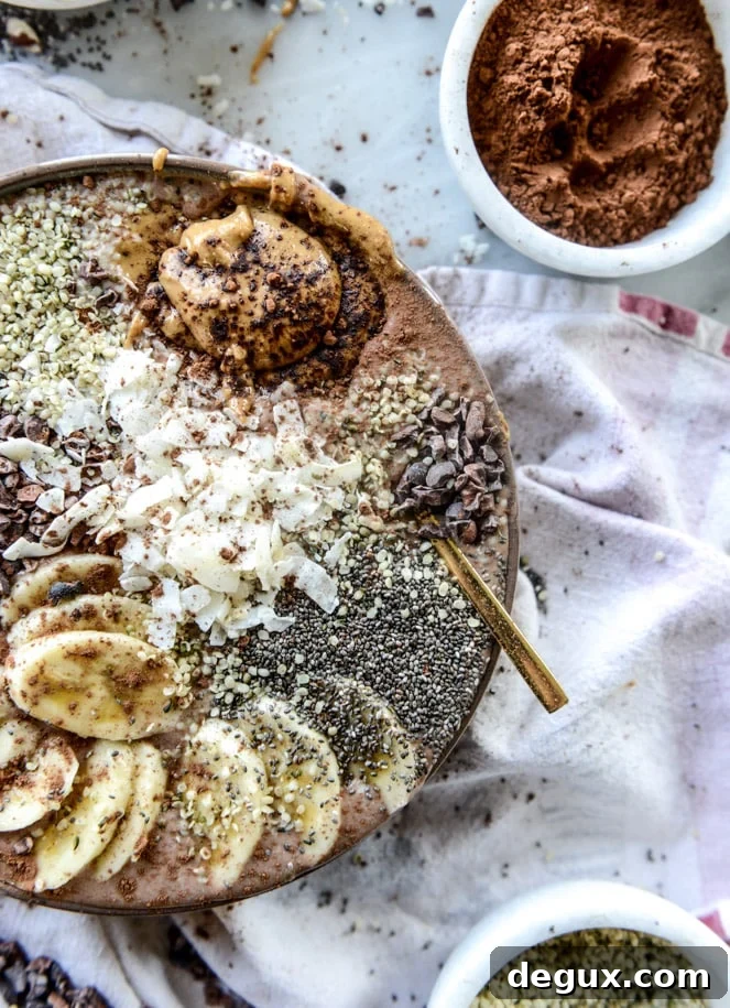 Double Chocolate Peanut Butter Smoothie Bowl Recipes 6 double chocolate peanut butter smoothie bowls I howsweeteats.com