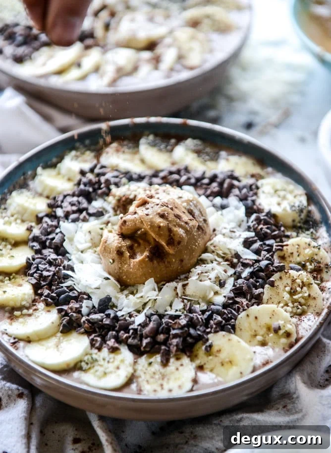 Double Chocolate Peanut Butter Smoothie Bowl Recipes 7 double chocolate peanut butter smoothie bowls I howsweeteats.com