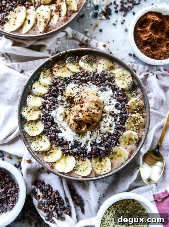 Double Chocolate Peanut Butter Smoothie Bowl Recipes 8 double chocolate peanut butter smoothie bowls I howsweeteats.com