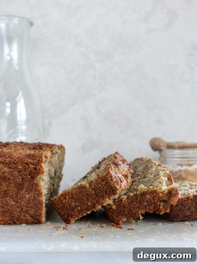 almond butter roasted banana bread I howsweeteats.com