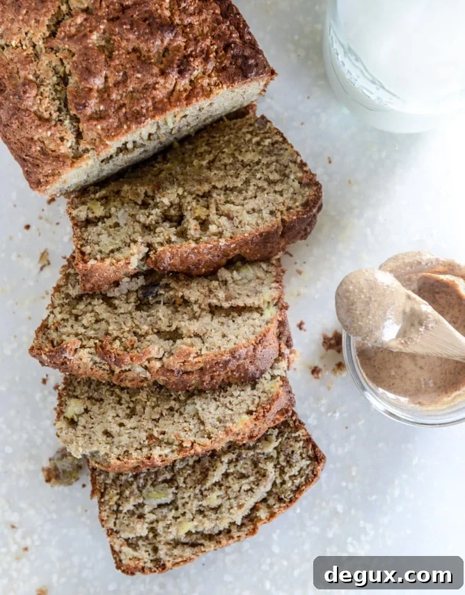 almond butter roasted banana bread I howsweeteats.com