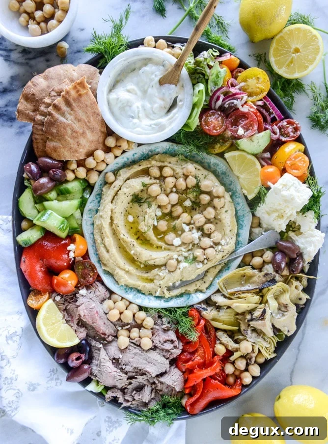 greek marinated flank steak and hummus platter I howsweeteats.com