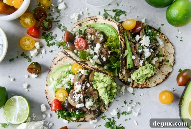 chipotle marinated kale and smoky mushroom tacos I howsweeteats.com