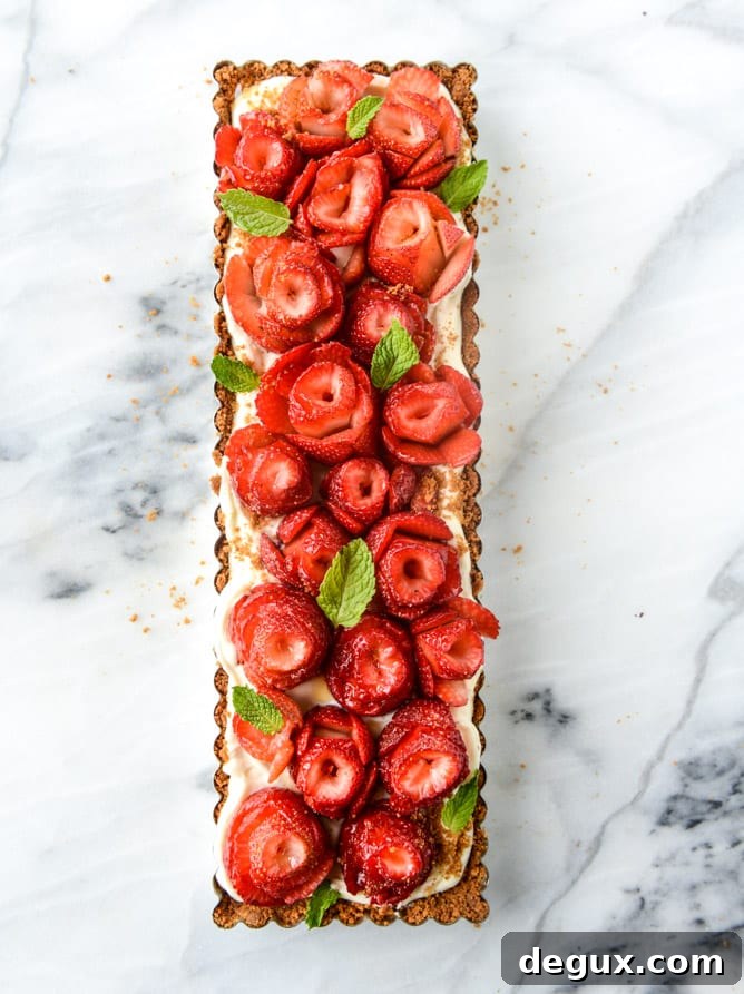 5 ingredient strawberry rose tart I howsweeteats.com