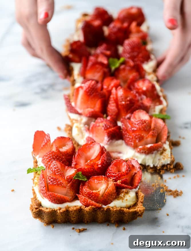 5 ingredient strawberry rose tart I howsweeteats.com