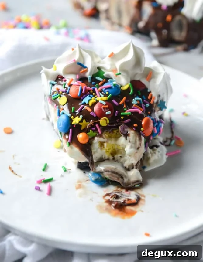 Confetti Ice Cream Fudge Pie with M&M's 9 confetti ice cream fudge pie with M&M'S I howsweeteats.com
