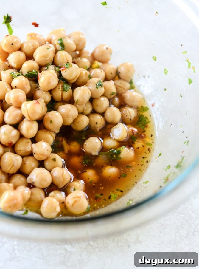 marinated chickpea panzanella with chimichurri I howsweeteats.com