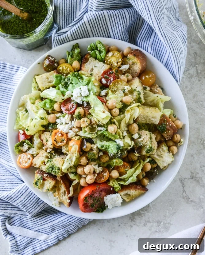 marinated chickpea panzanella with chimichurri I howsweeteats.com