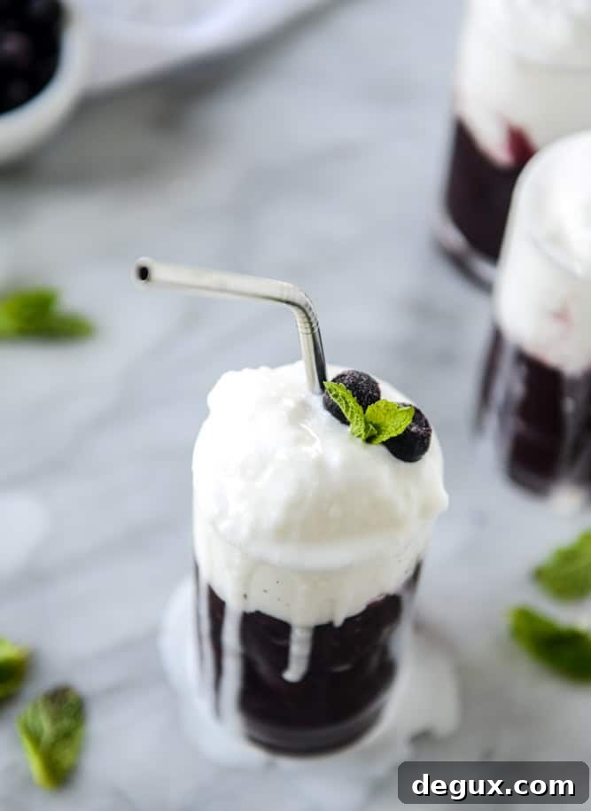 Coconut Blueberry Layered Slushie Recipe: Refreshing Summer Drink 6 layered blueberry coconut slushie I howsweeteats.com