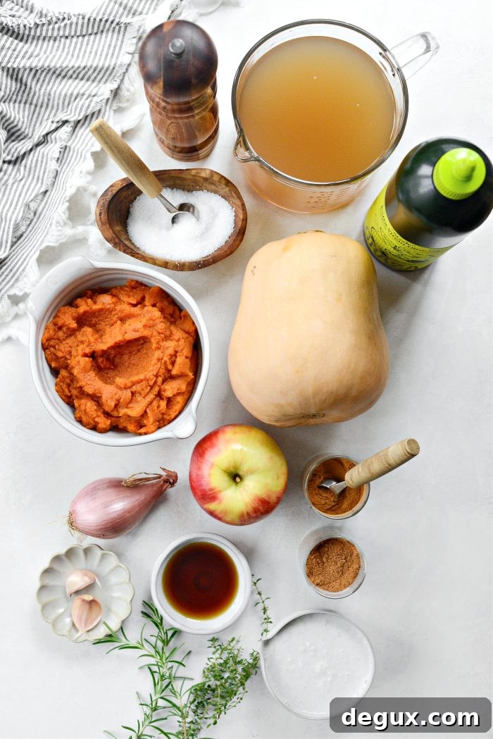 Ingredients for Homemade Autumn Squash Soup