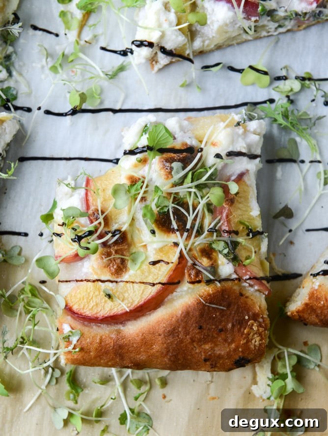 Peach and Ricotta Pizza with Spicy Microgreens Recipe 2 peach ricotta pizza with spicy microgreens