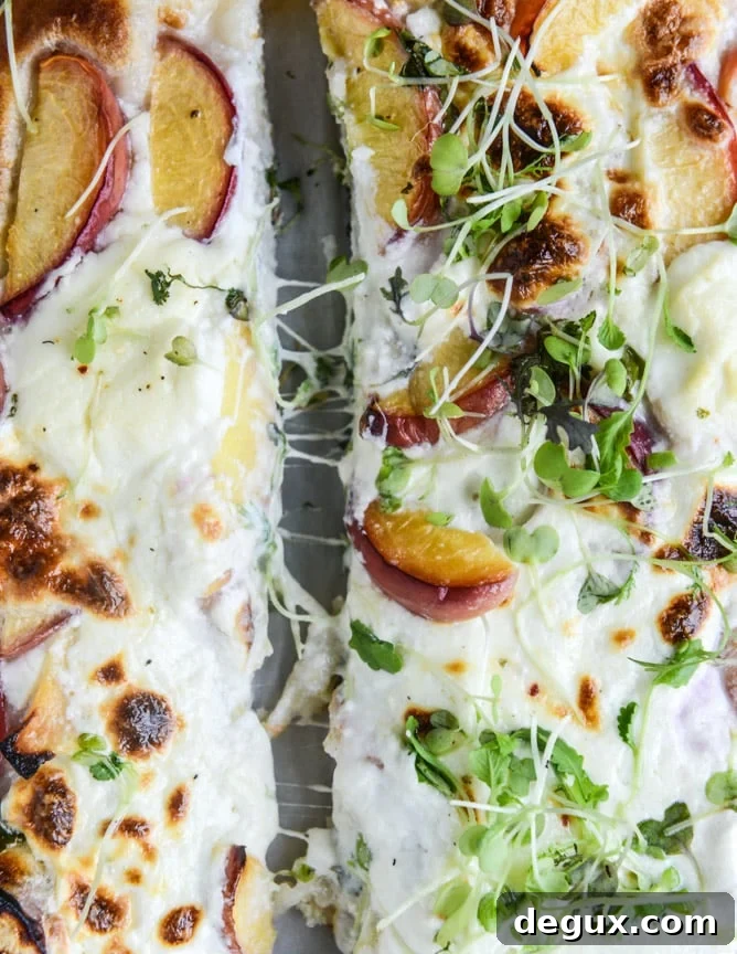 Peach and Ricotta Pizza with Spicy Microgreens Recipe 8 peach ricotta pizza with spicy microgreens