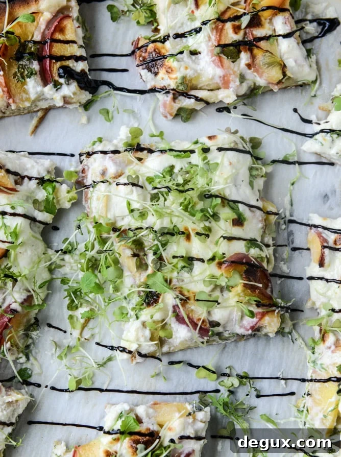 Peach and Ricotta Pizza with Spicy Microgreens Recipe 10 peach ricotta pizza with spicy microgreens