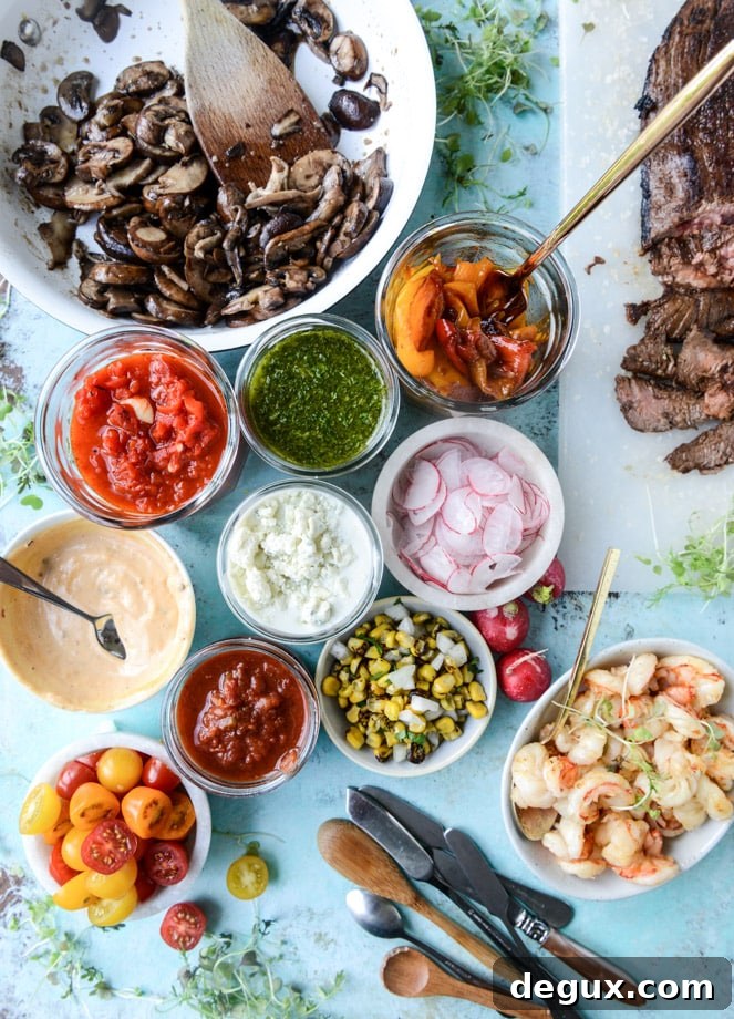 marinated flank steak with our favorite toppings I howsweeteats.com