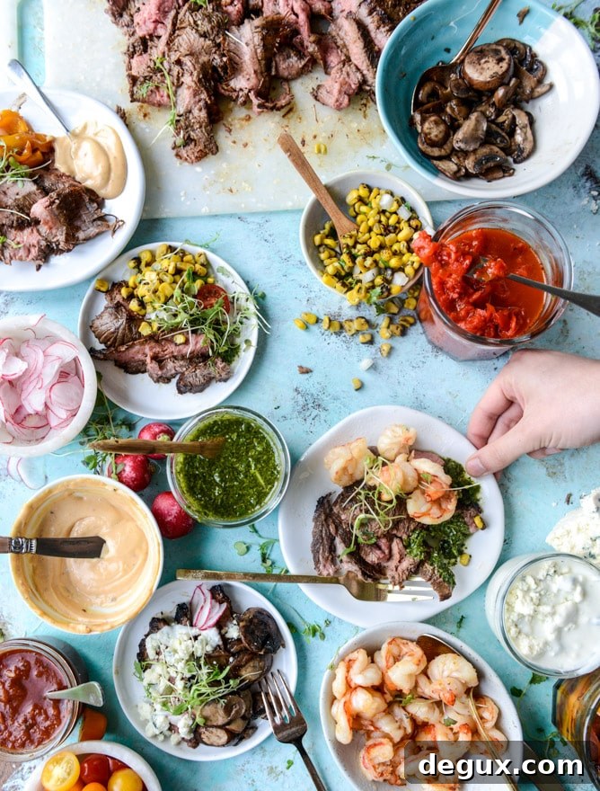 marinated flank steak with our favorite toppings I howsweeteats.com