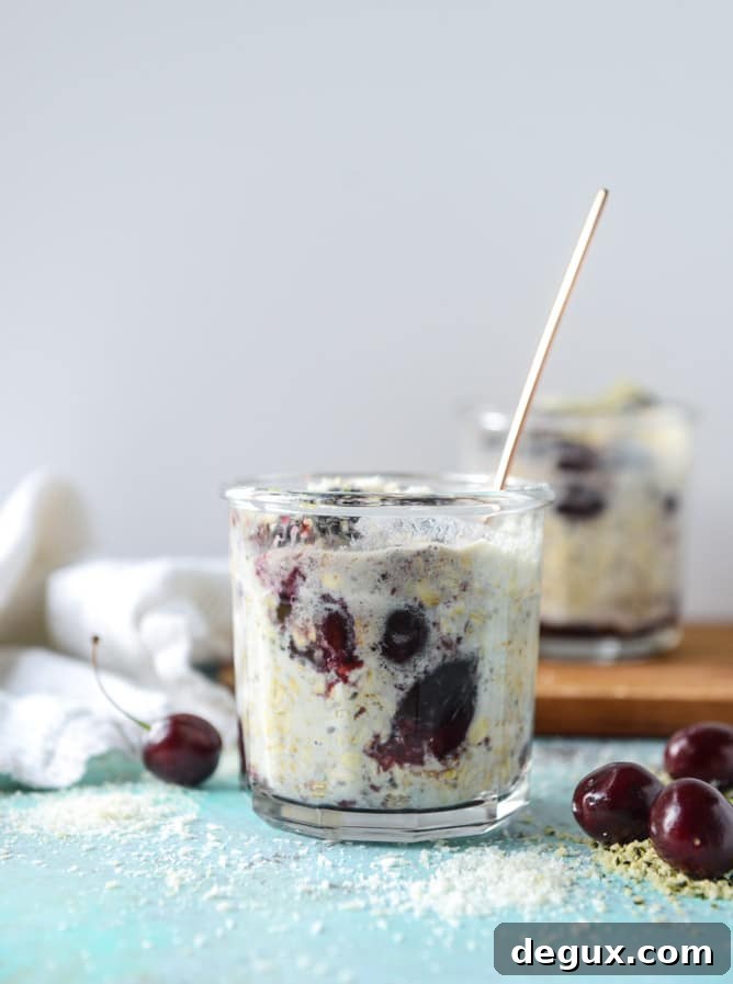 butter roasted cherry swirl overnight oats I howsweeteats.com