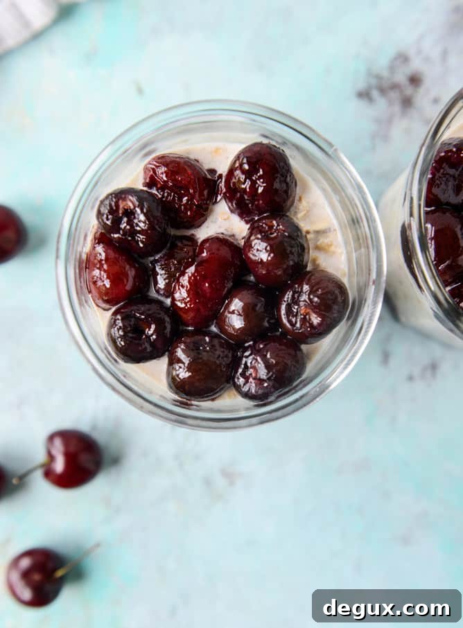 butter roasted cherry swirl overnight oats I howsweeteats.com