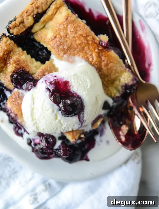 easy cinnamon blueberry slab pie I howsweeteats.com