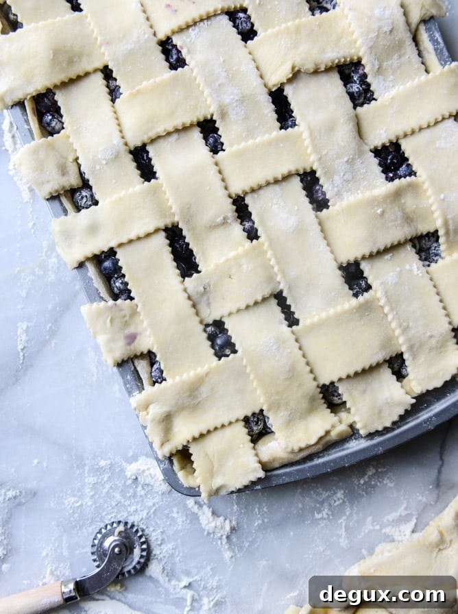 easy cinnamon blueberry slab pie I howsweeteats.com