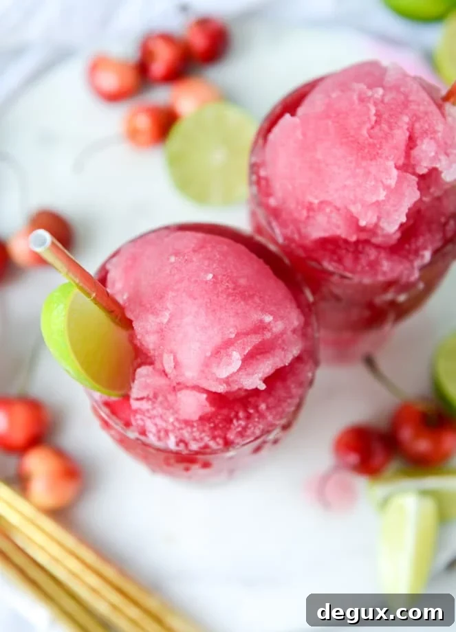 Frozen Cherry Cosmos Cocktail Recipe & Cocktail Guide 5 frozen cherry cosmo I howsweeteats.com