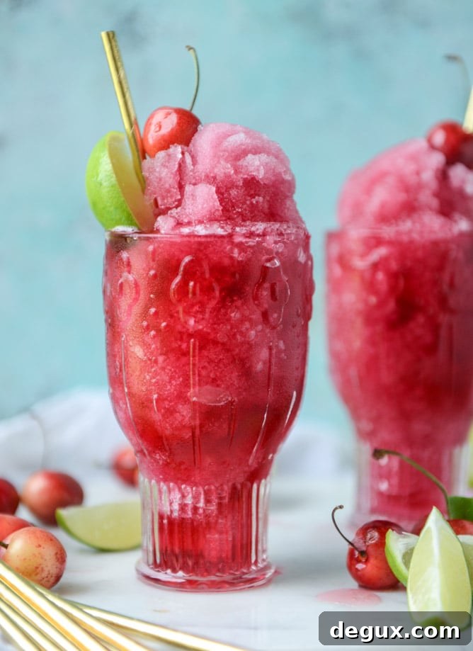 Frozen Cherry Cosmos Cocktail Recipe & Cocktail Guide 7 frozen cherry cosmo I howsweeteats.com