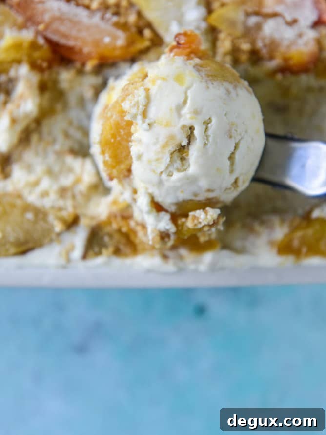 no-churn sugar roasted peach pie ice cream I howsweeteats.com