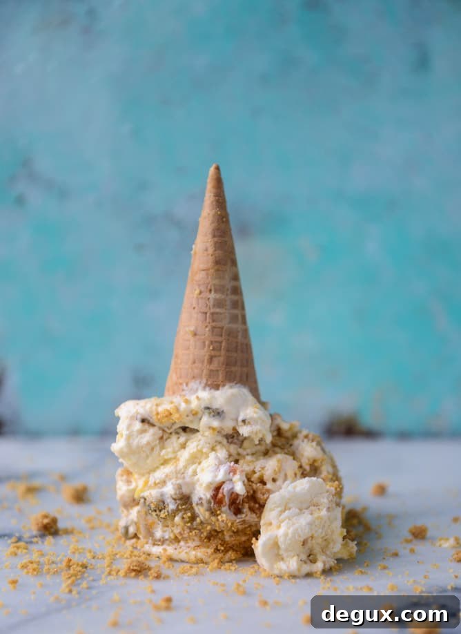 no-churn sugar roasted peach pie ice cream I howsweeteats.com