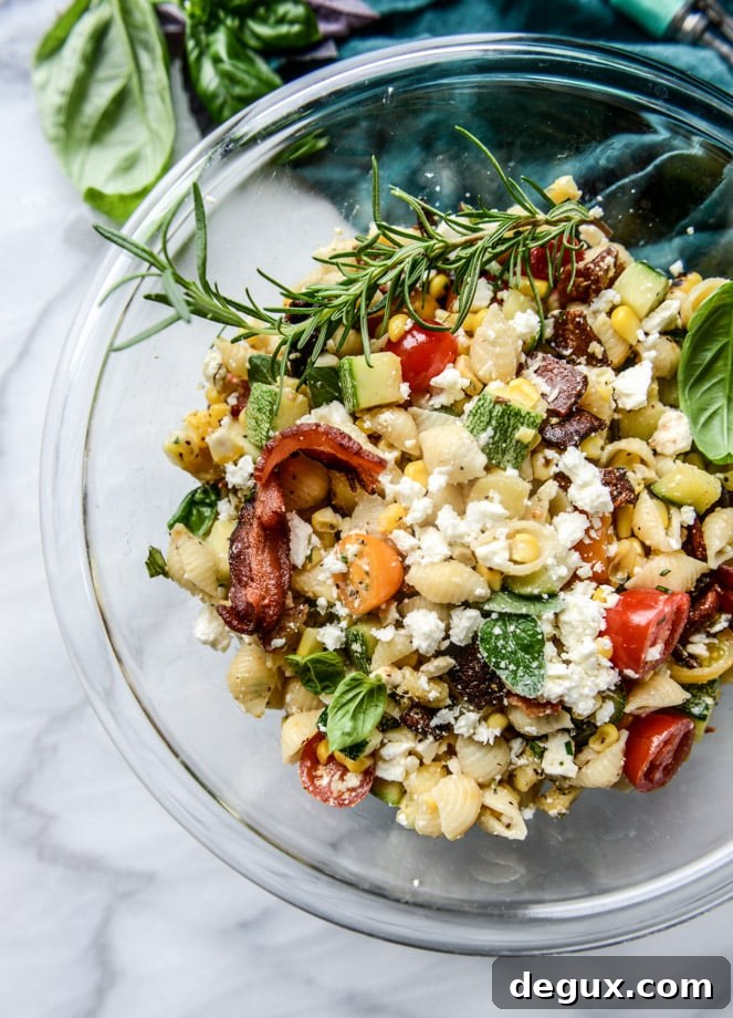 Crispy Bacon Pasta Salad with Fresh Herbs & Lemon Vinaigrette 4 crispy bacon pasta salad with fresh herbs I howsweeteats.com