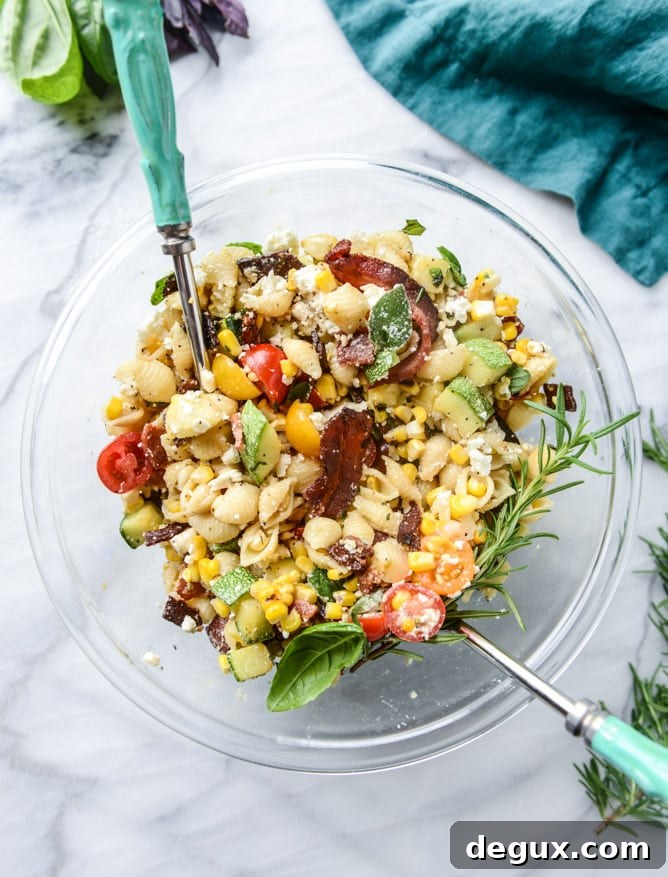 Crispy Bacon Pasta Salad with Fresh Herbs & Lemon Vinaigrette 6 crispy bacon pasta salad with fresh herbs I howsweeteats.com