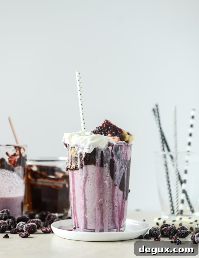 Black Raspberry Fudge Pie Milkshakes: Decadent Seasonal Recipe 12 black raspberry pie milkshake with black raspberry ganache I howsweeteats.com