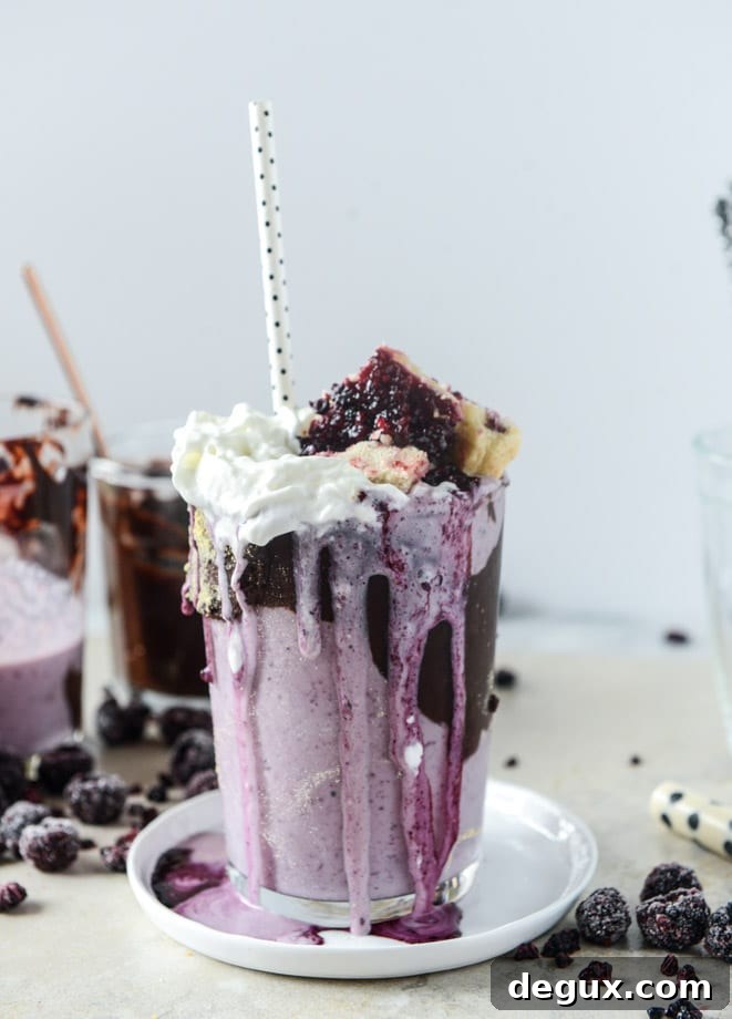 Black Raspberry Fudge Pie Milkshakes: Decadent Seasonal Recipe 7 black raspberry pie milkshake with black raspberry ganache I howsweeteats.com