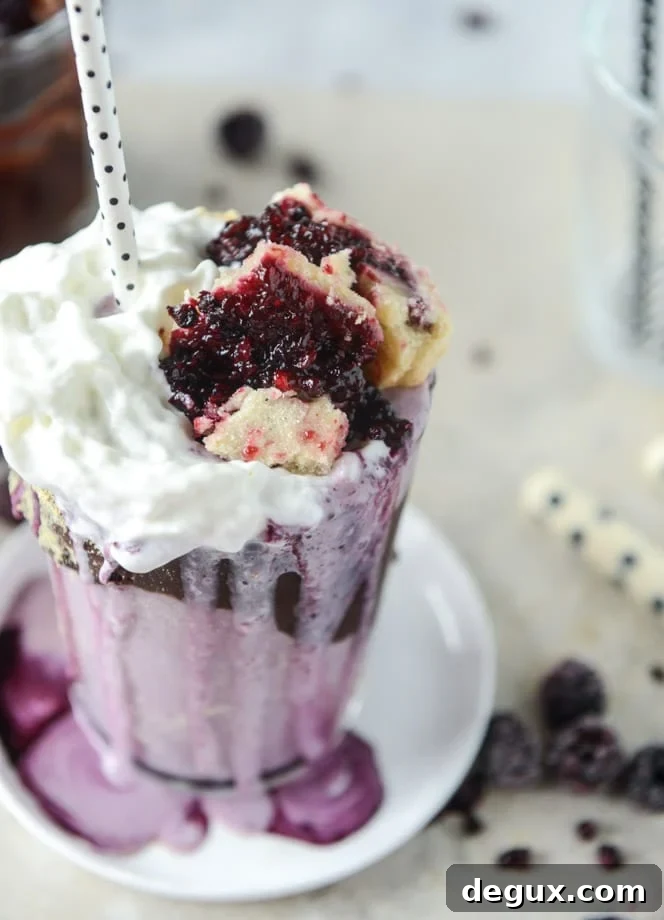 Black Raspberry Fudge Pie Milkshakes: Decadent Seasonal Recipe 8 black raspberry pie milkshake with black raspberry ganache I howsweeteats.com