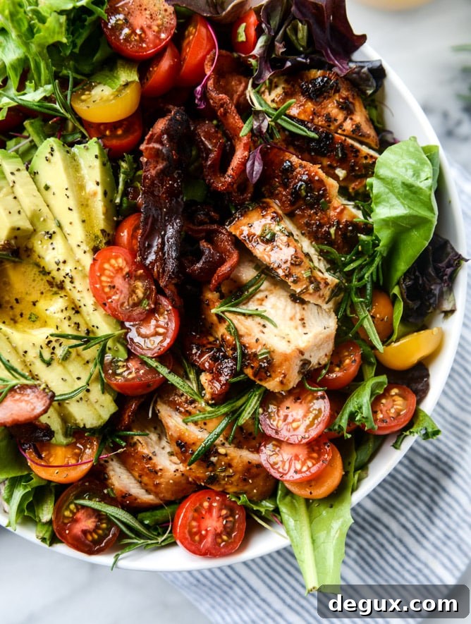 Rosemary Chicken, Bacon & Avocado Salad Recipe (Video) 2 rosemary chicken, bacon and avocado salad I howsweeteats.com