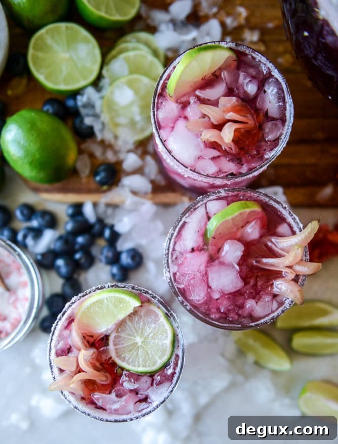 blueberry hibiscus margarita punch I howsweeteats.com