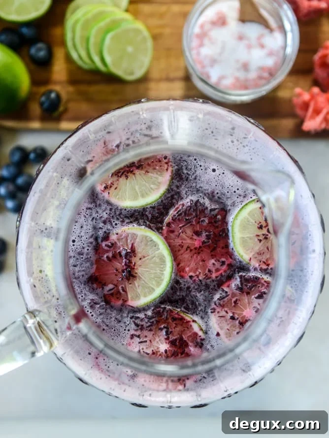 blueberry hibiscus margarita punch I howsweeteats.com