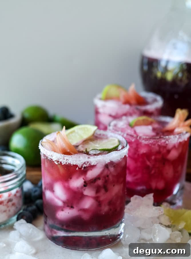 blueberry hibiscus margarita punch I howsweeteats.com